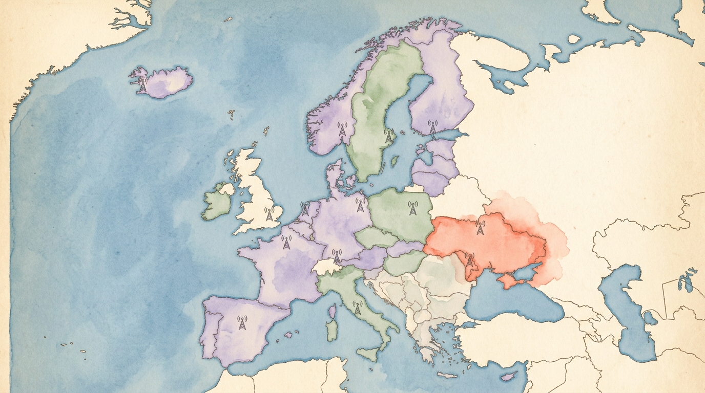 Akwarelowa ilustracja mapy Europy